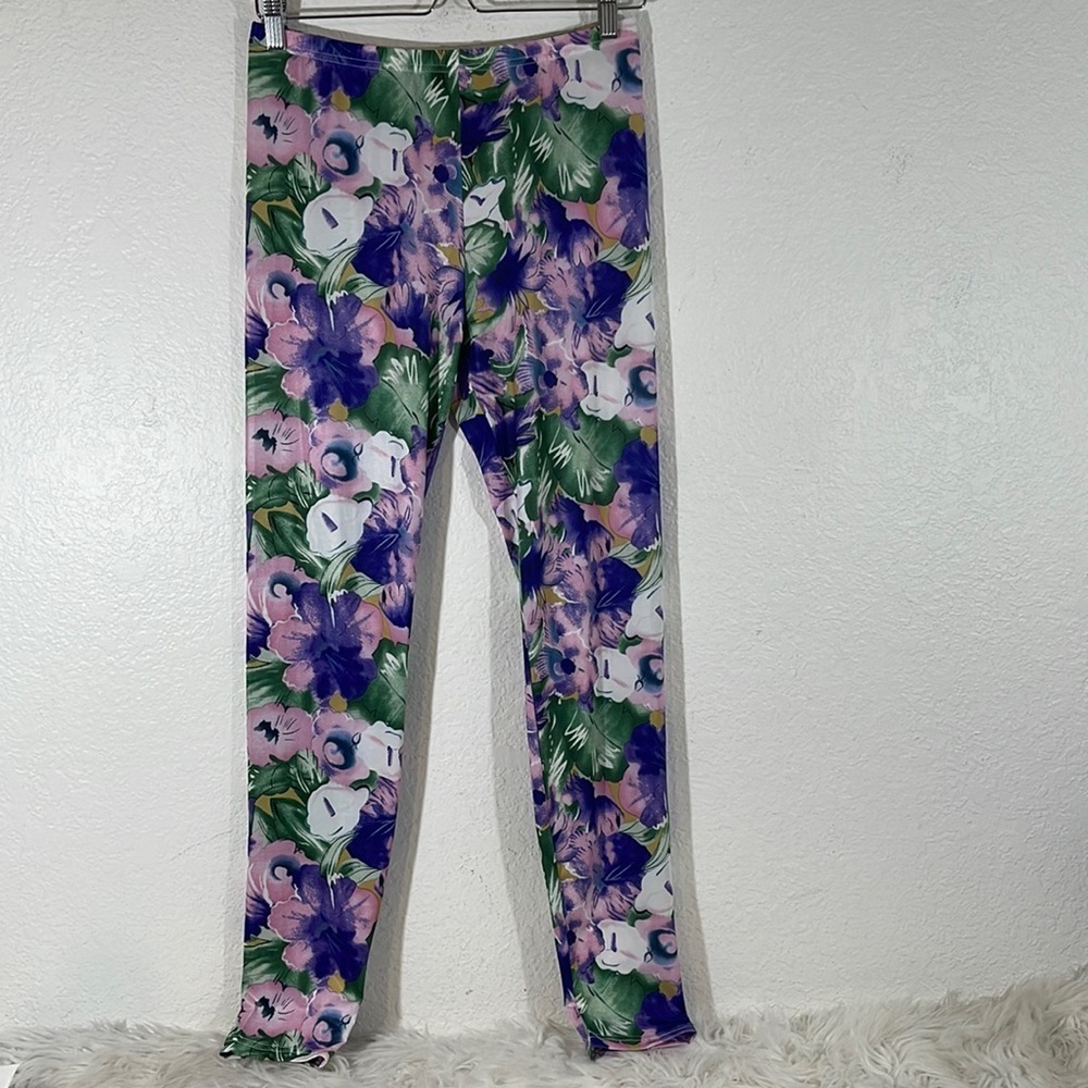 FASHION NOVA Floral Tropical Stretch Leggings Size Large